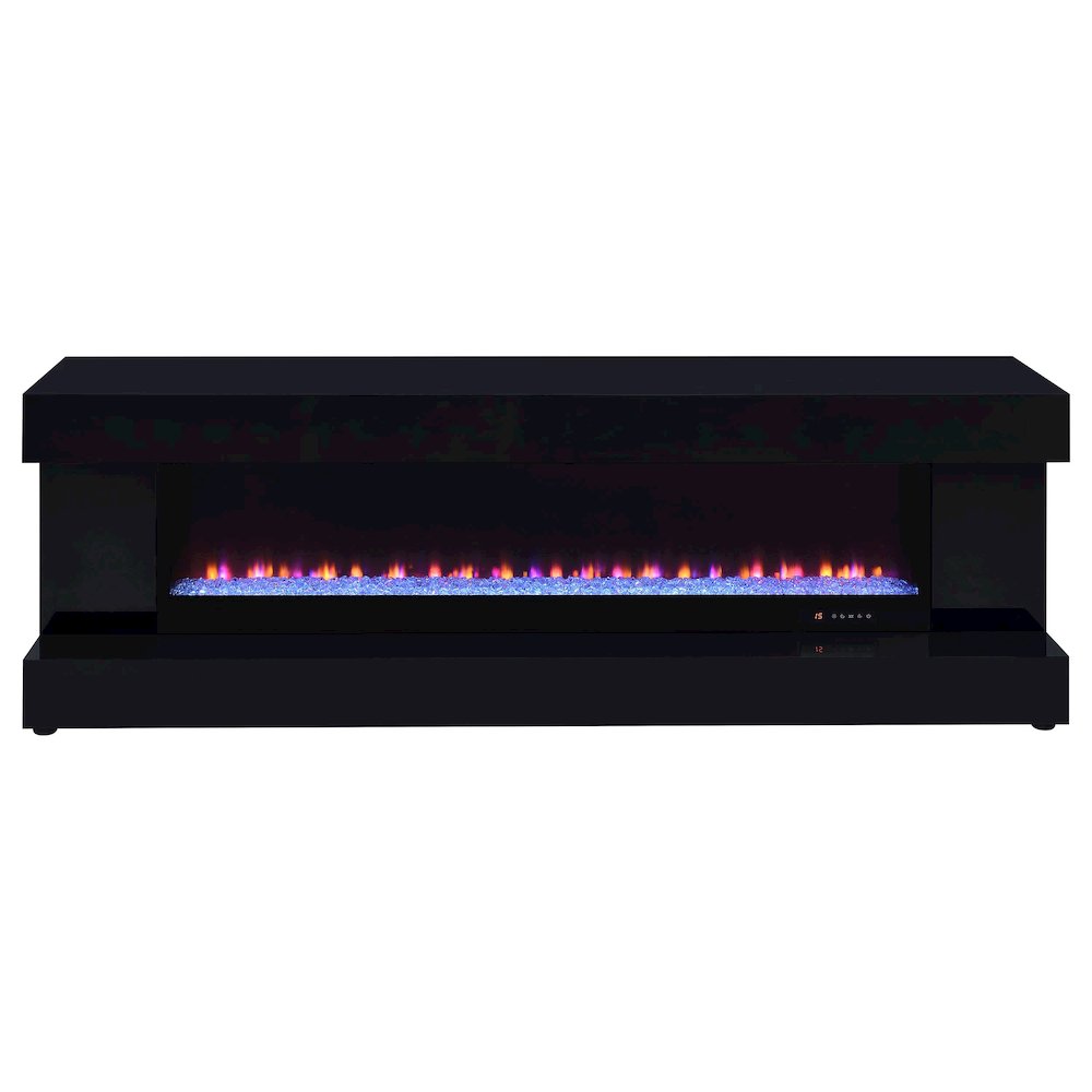 Mallory TV Stand Fireplace Console Bluetooth Speaker Black High Gloss. Picture 4