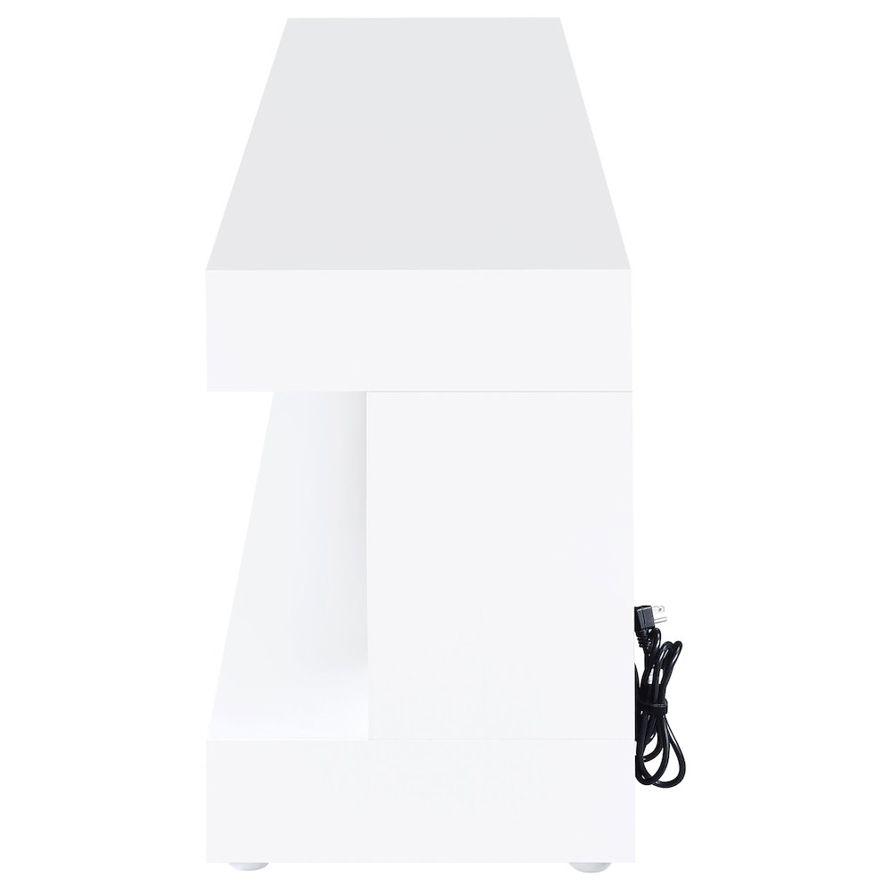 Mallory TV Stand Fireplace Console Bluetooth Speaker White High Gloss. Picture 5