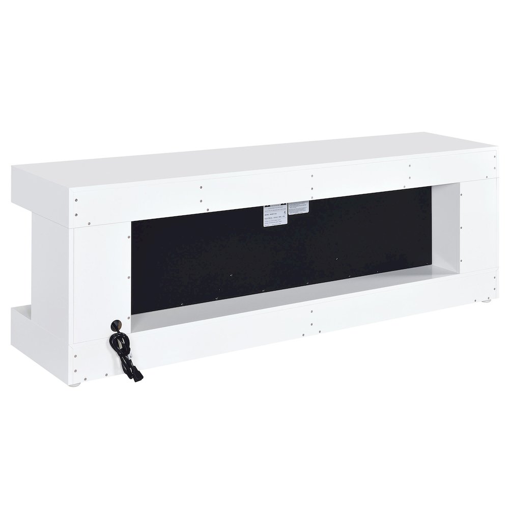 Mallory TV Stand Fireplace Console Bluetooth Speaker White High Gloss. Picture 6
