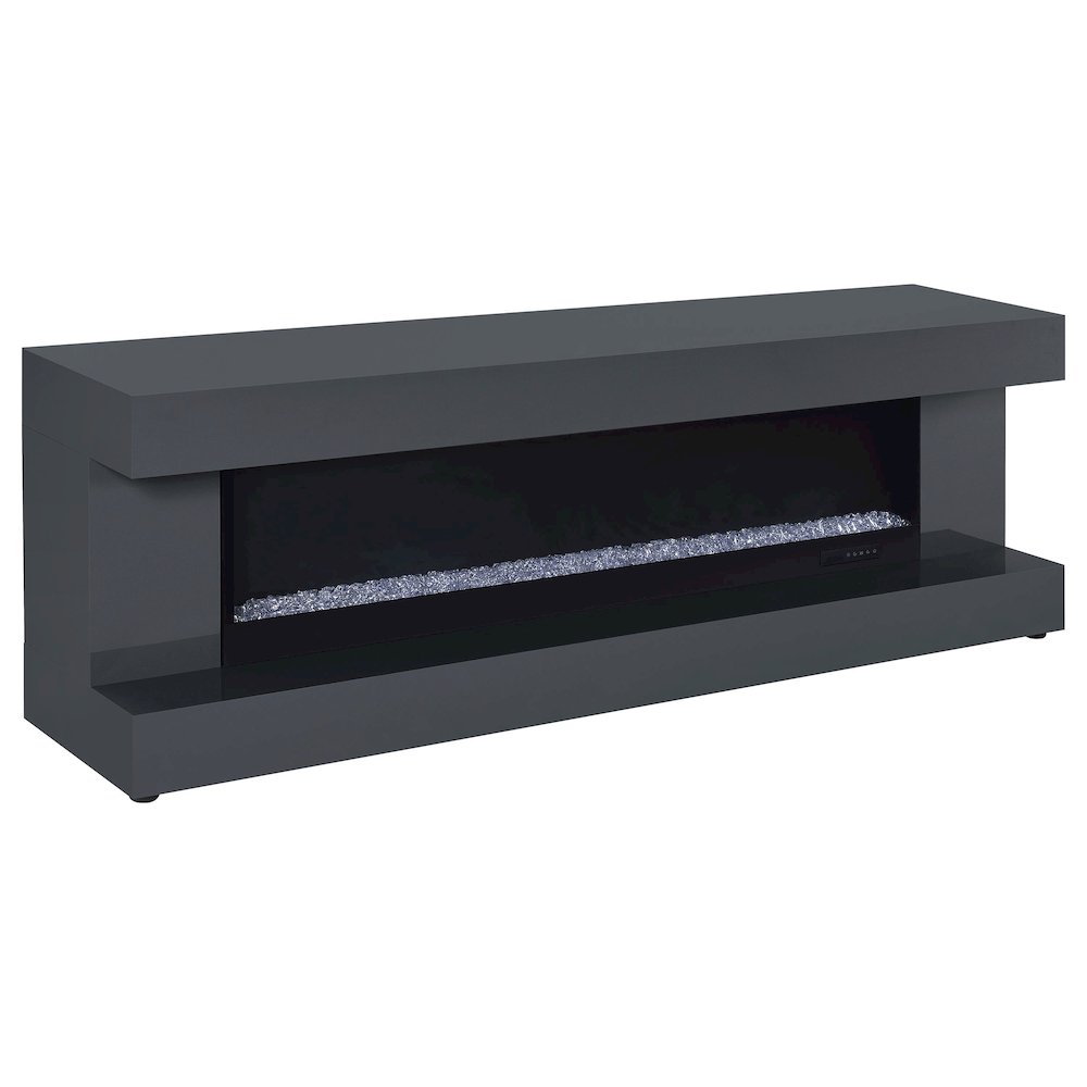 Mallory TV Stand Fireplace Console Bluetooth Speaker Grey High Gloss. Picture 1