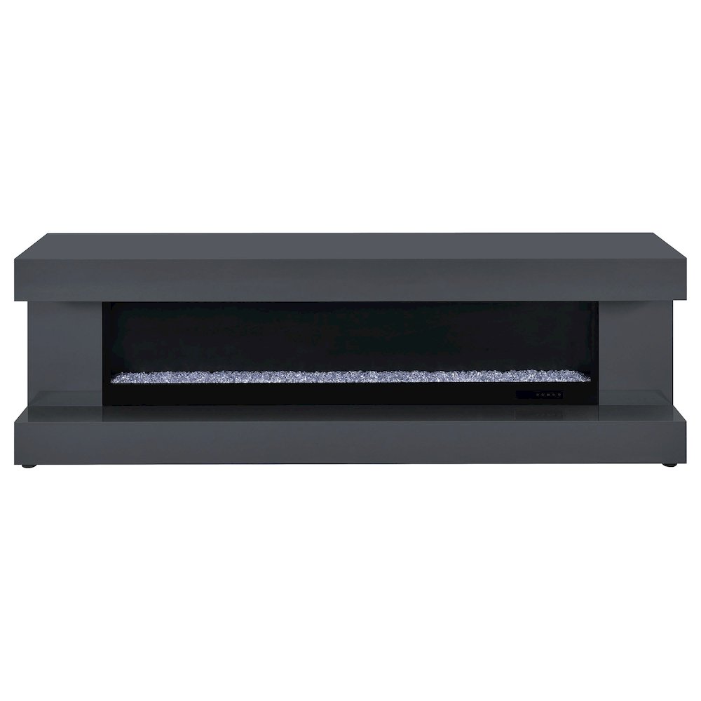 Mallory TV Stand Fireplace Console Bluetooth Speaker Grey High Gloss. Picture 3