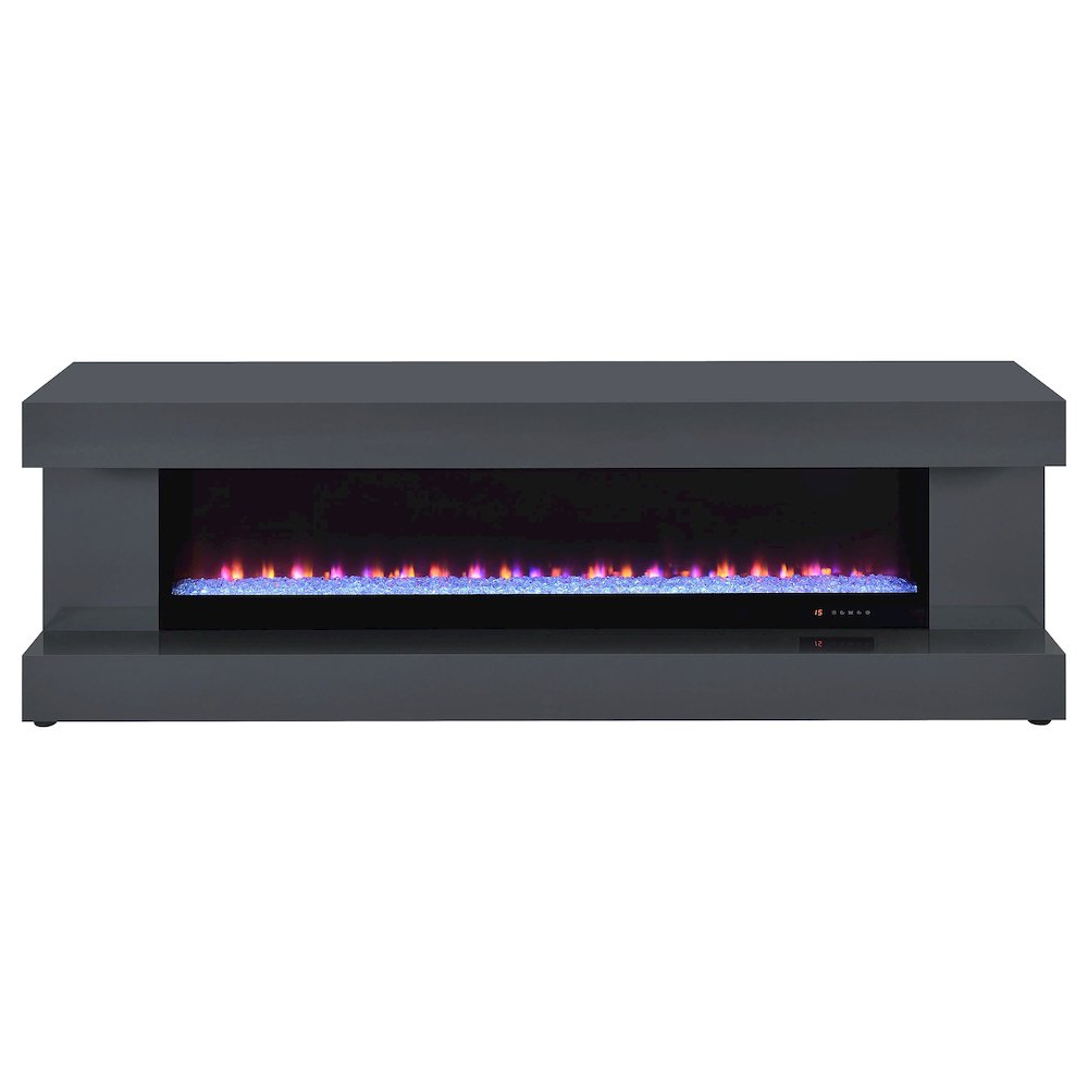 Mallory TV Stand Fireplace Console Bluetooth Speaker Grey High Gloss. Picture 4