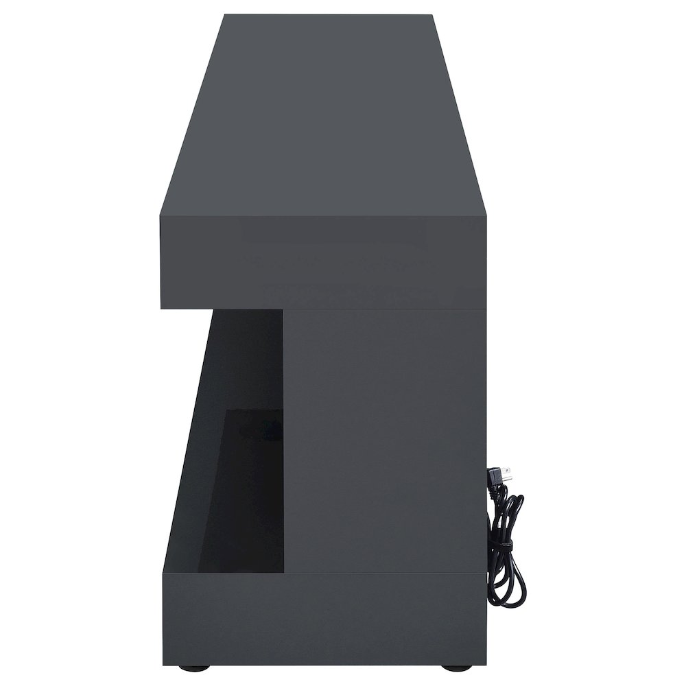 Mallory TV Stand Fireplace Console Bluetooth Speaker Grey High Gloss. Picture 5