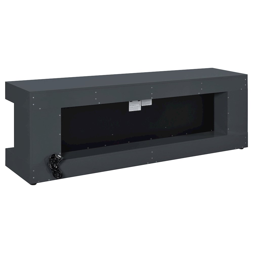 Mallory TV Stand Fireplace Console Bluetooth Speaker Grey High Gloss. Picture 6
