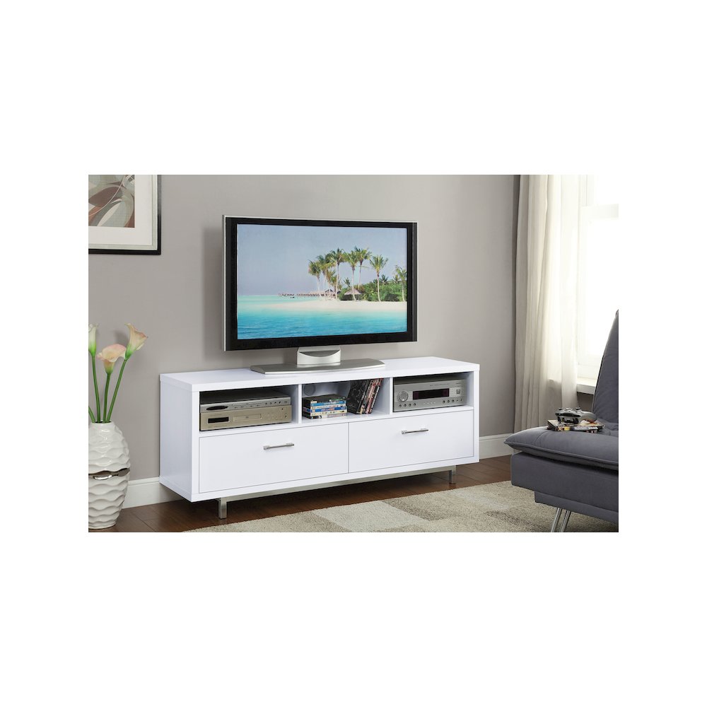 Casey 2-drawer Engineered Wood 60" TV Stand White. Picture 8