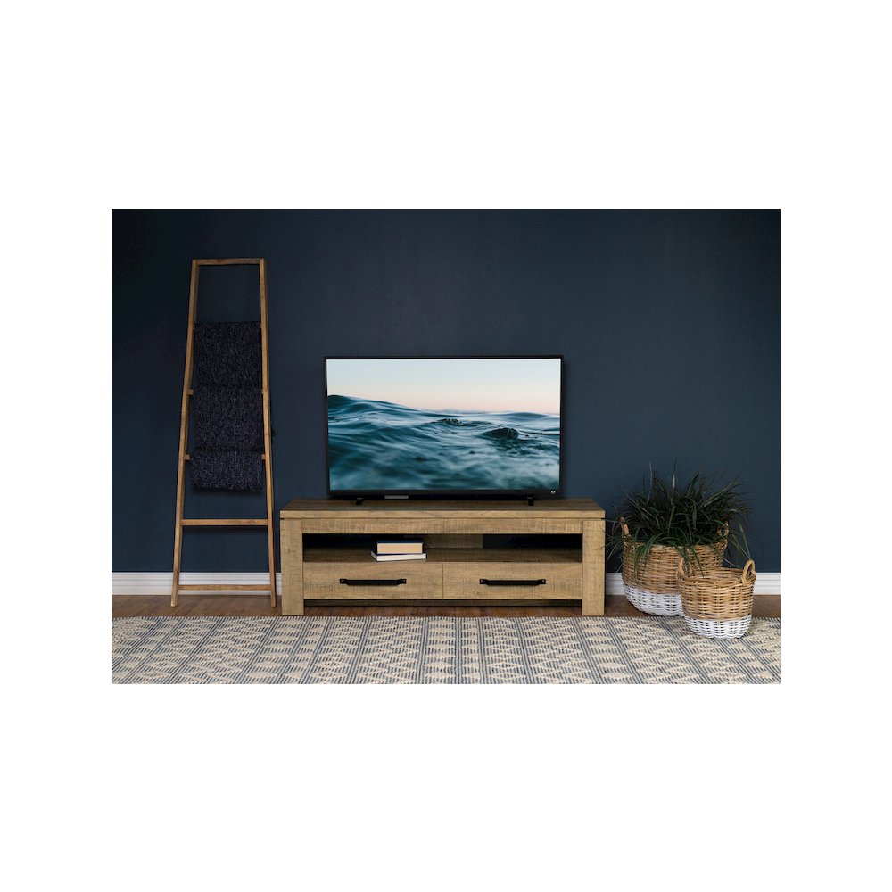 Elkton 2-drawer Engineered Wood 59" TV Stand Mango. Picture 11