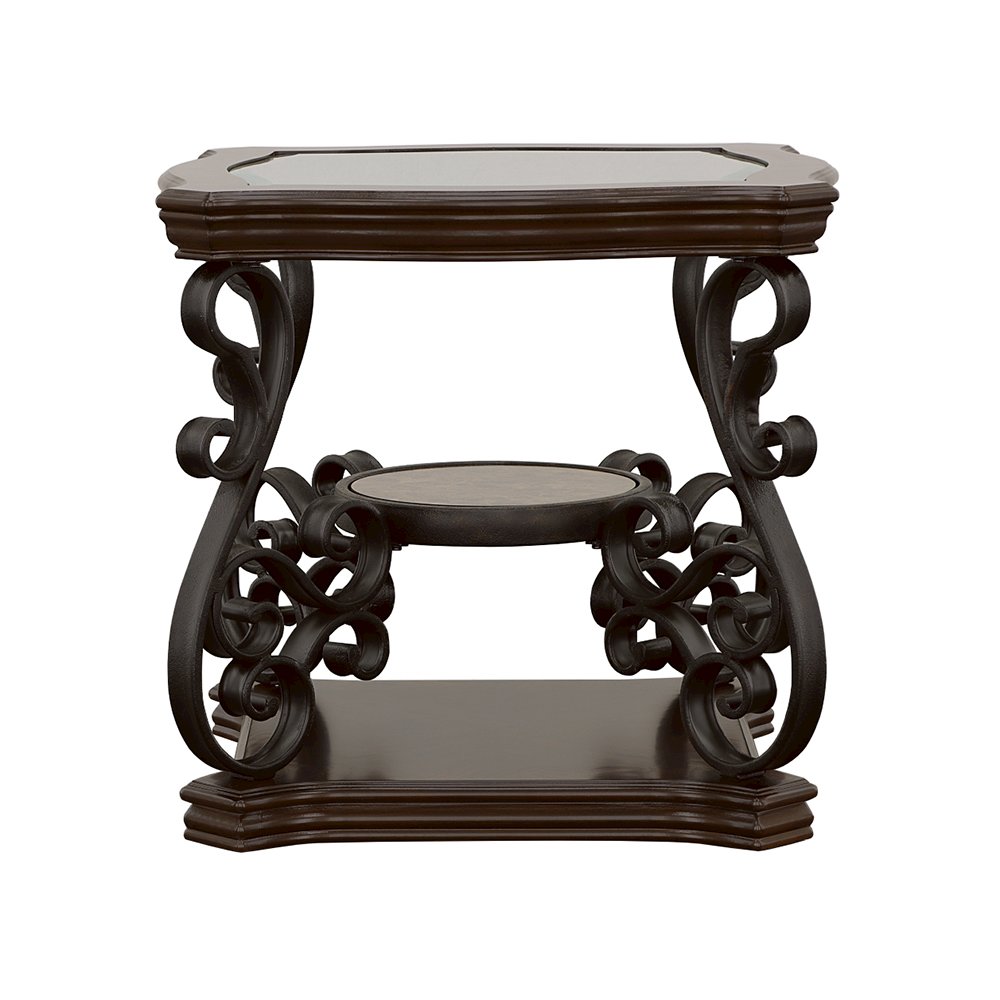 Laney 1-shelf Glass Top Rectangular End Table Deep Merlot. Picture 3