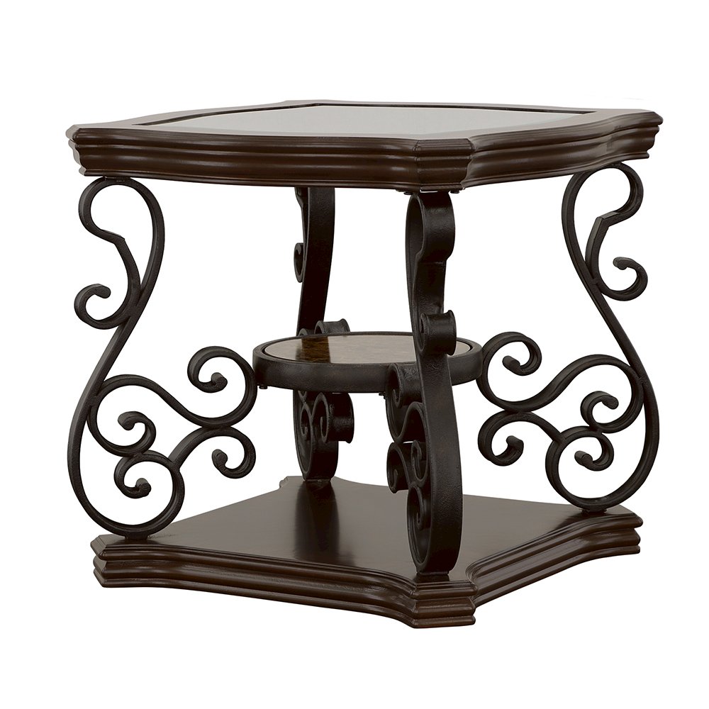 Laney 1-shelf Glass Top Rectangular End Table Deep Merlot. Picture 4