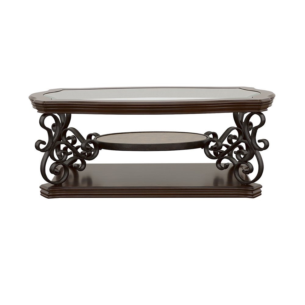 Laney 1-shelf Glass Top Rectangular Coffee Table Deep Merlot. Picture 3