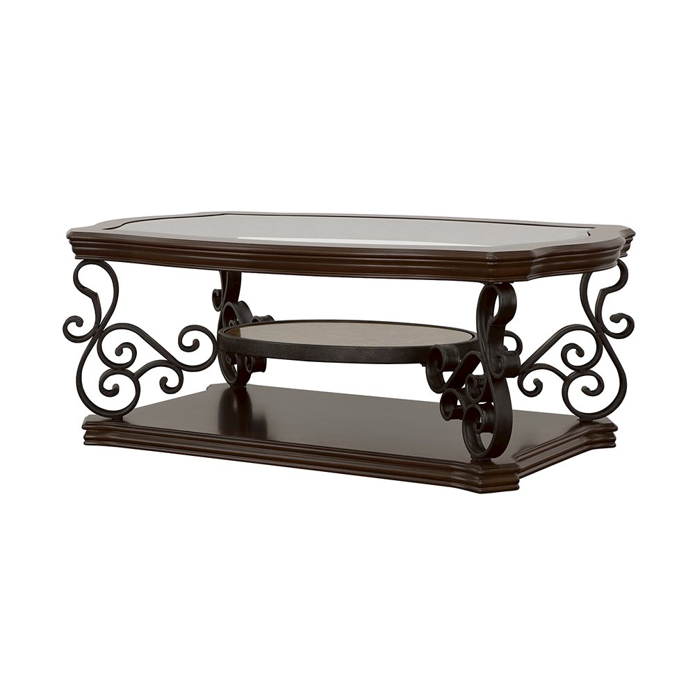 Laney 1-shelf Glass Top Rectangular Coffee Table Deep Merlot. Picture 4