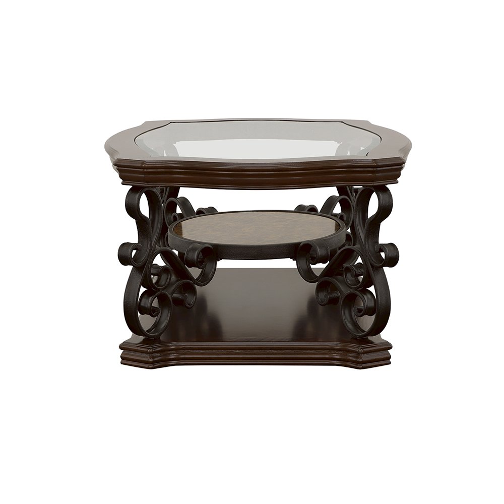 Laney 1-shelf Glass Top Rectangular Coffee Table Deep Merlot. Picture 5