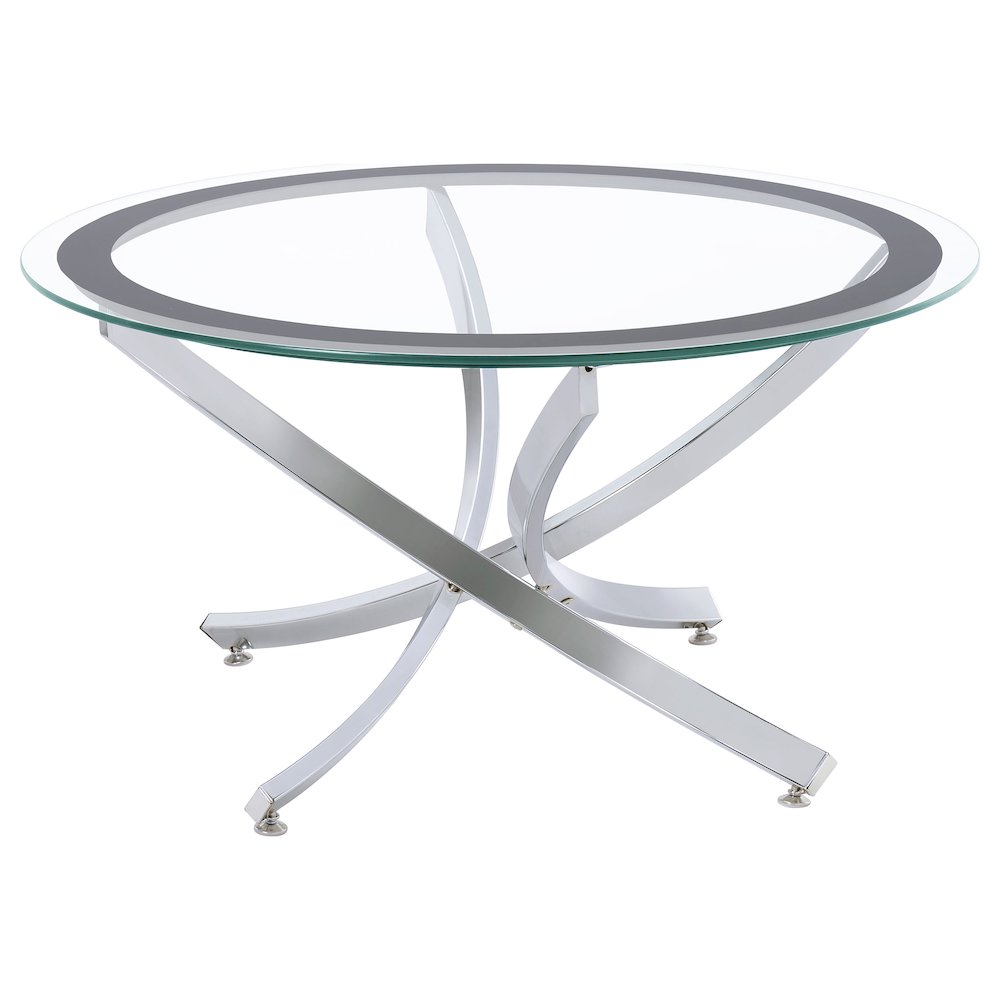 Brooke 2-piece Round Glass Top Coffee Table Set Chrome. Picture 3