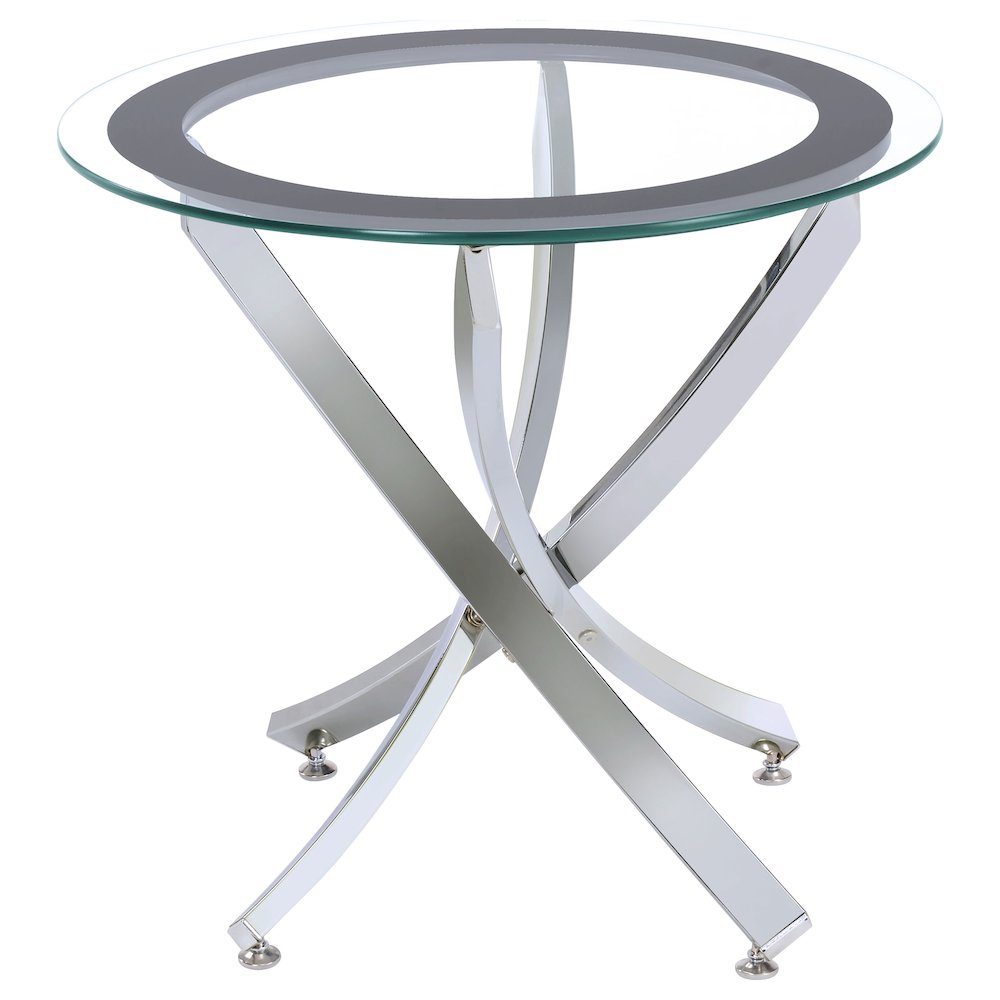 Brooke 2-piece Round Glass Top Coffee Table Set Chrome. Picture 4