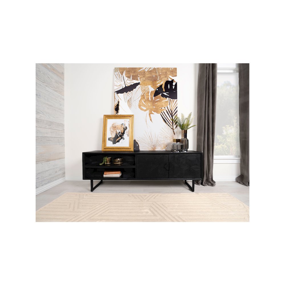 Marsden 2-door Mango Wood 70" TV Stand Charcoal Black. Picture 8