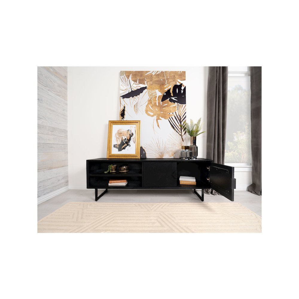 Marsden 2-door Mango Wood 70" TV Stand Charcoal Black. Picture 10