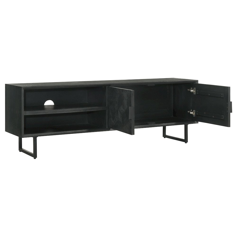 Marsden 2-door Mango Wood 70" TV Stand Charcoal Black. Picture 3