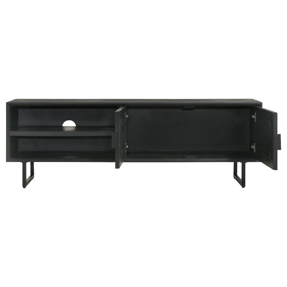 Marsden 2-door Mango Wood 70" TV Stand Charcoal Black. Picture 5