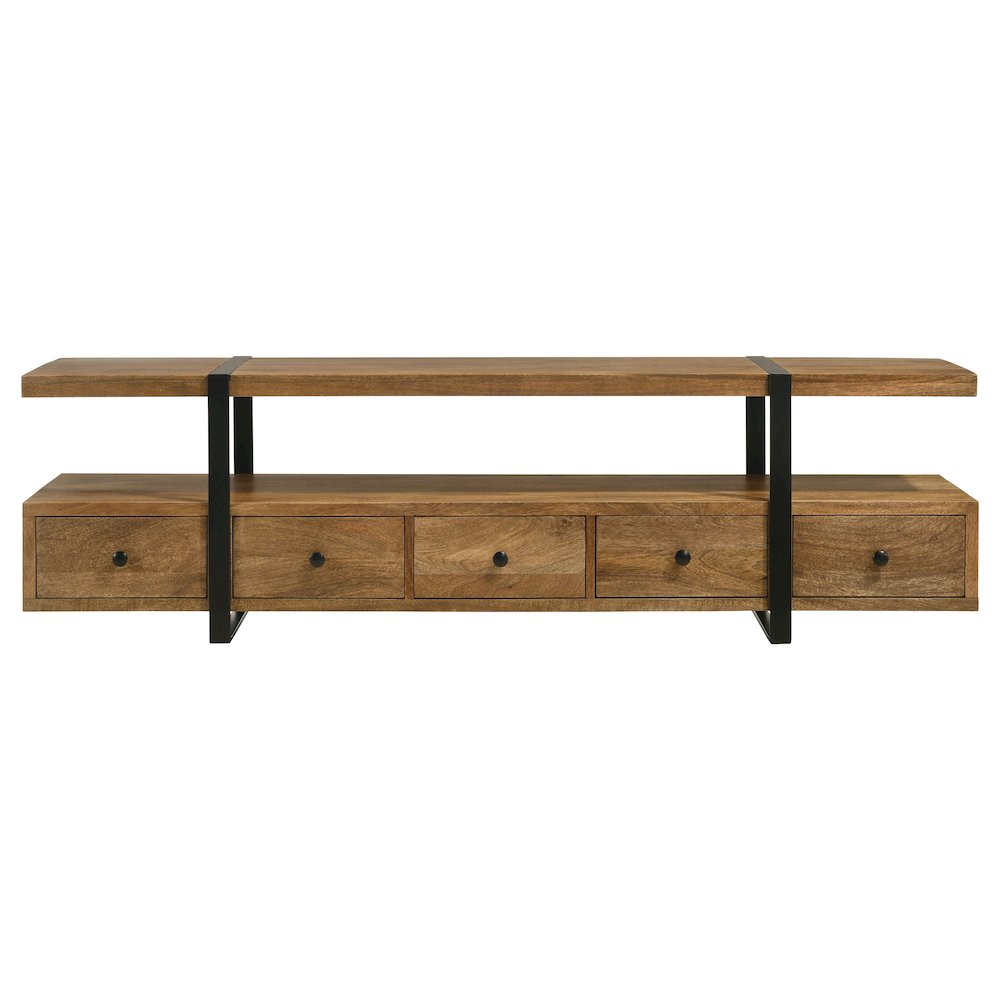 Otto 5-drawer Mango Wood 70" TV Stand Media Console Brown. Picture 4