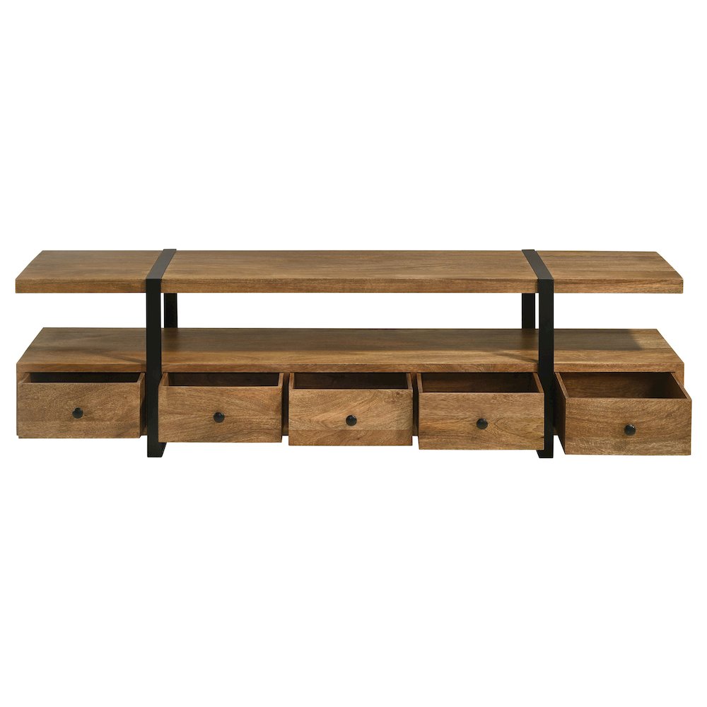 Otto 5-drawer Mango Wood 70" TV Stand Media Console Brown. Picture 5