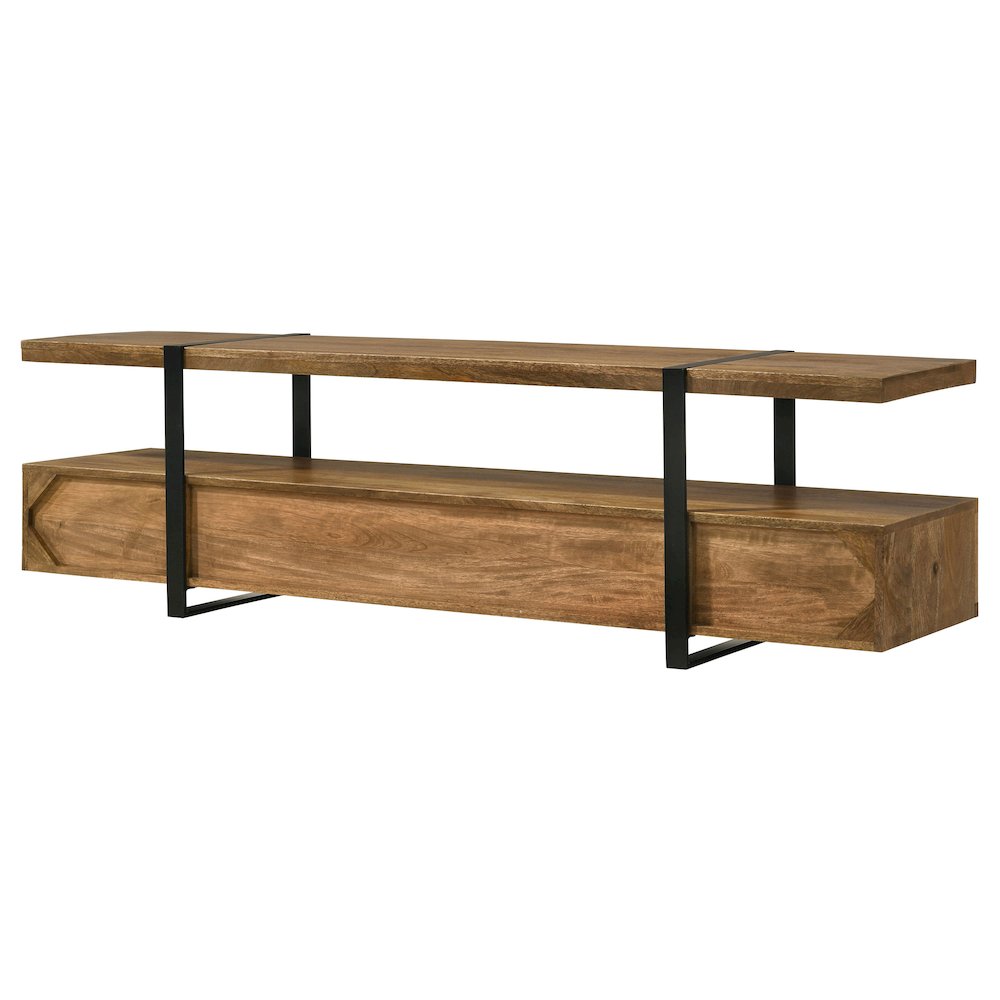 Otto 5-drawer Mango Wood 70" TV Stand Media Console Brown. Picture 9