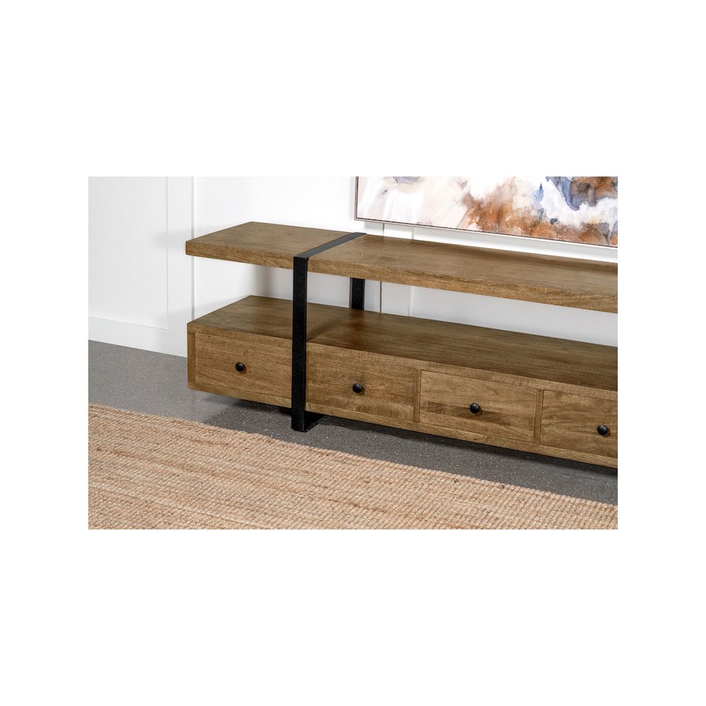 Otto 5-drawer Mango Wood 70" TV Stand Media Console Brown. Picture 14