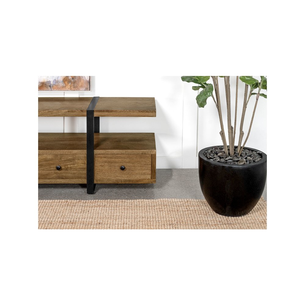 Otto 5-drawer Mango Wood 70" TV Stand Media Console Brown. Picture 15