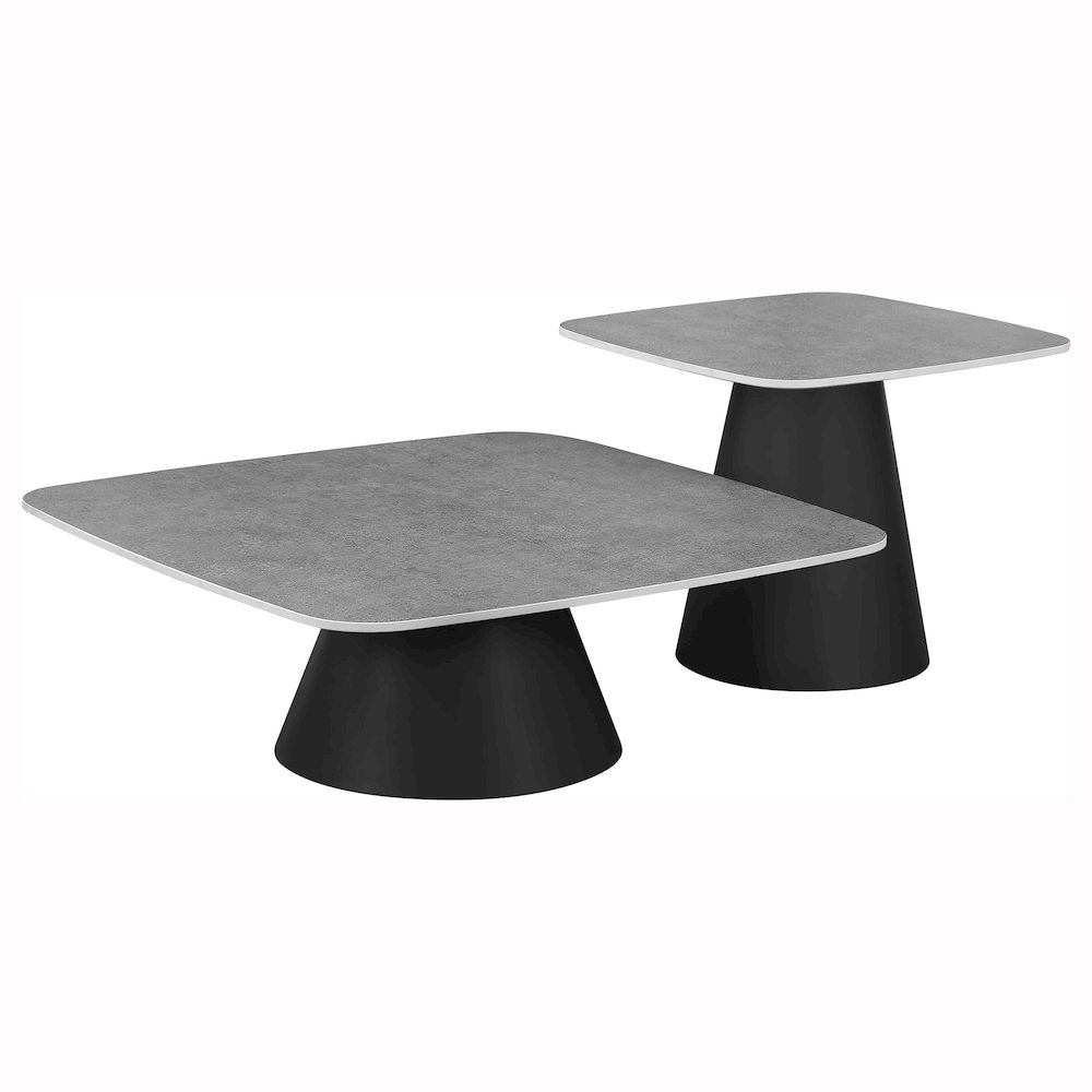 Eason 2-piece Cocktail Coffee Table Set Concrete and Black. Picture 1