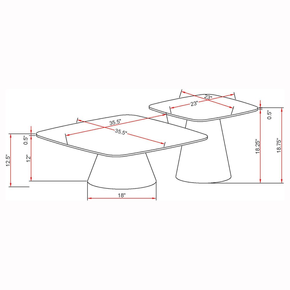 Eason 2-piece Cocktail Coffee Table Set Concrete and Black. Picture 9
