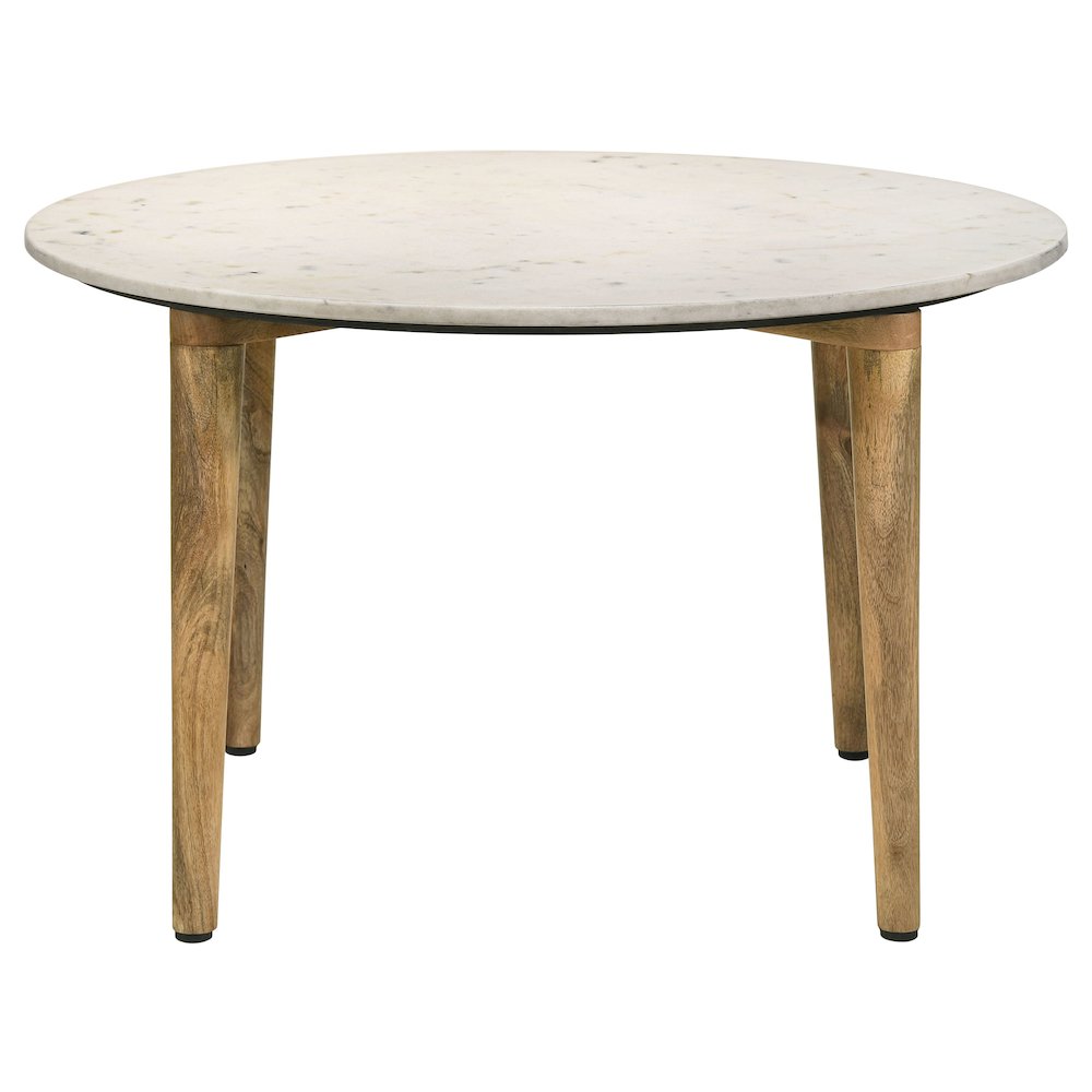 Aldis Round Marble Top Coffee Table White and Natural. Picture 3