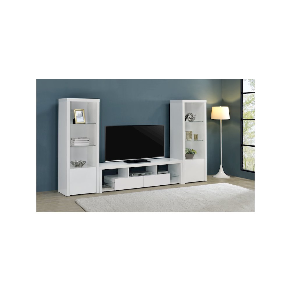 Jude 3-piece 71" TV Entertainment Center White High Gloss. Picture 12