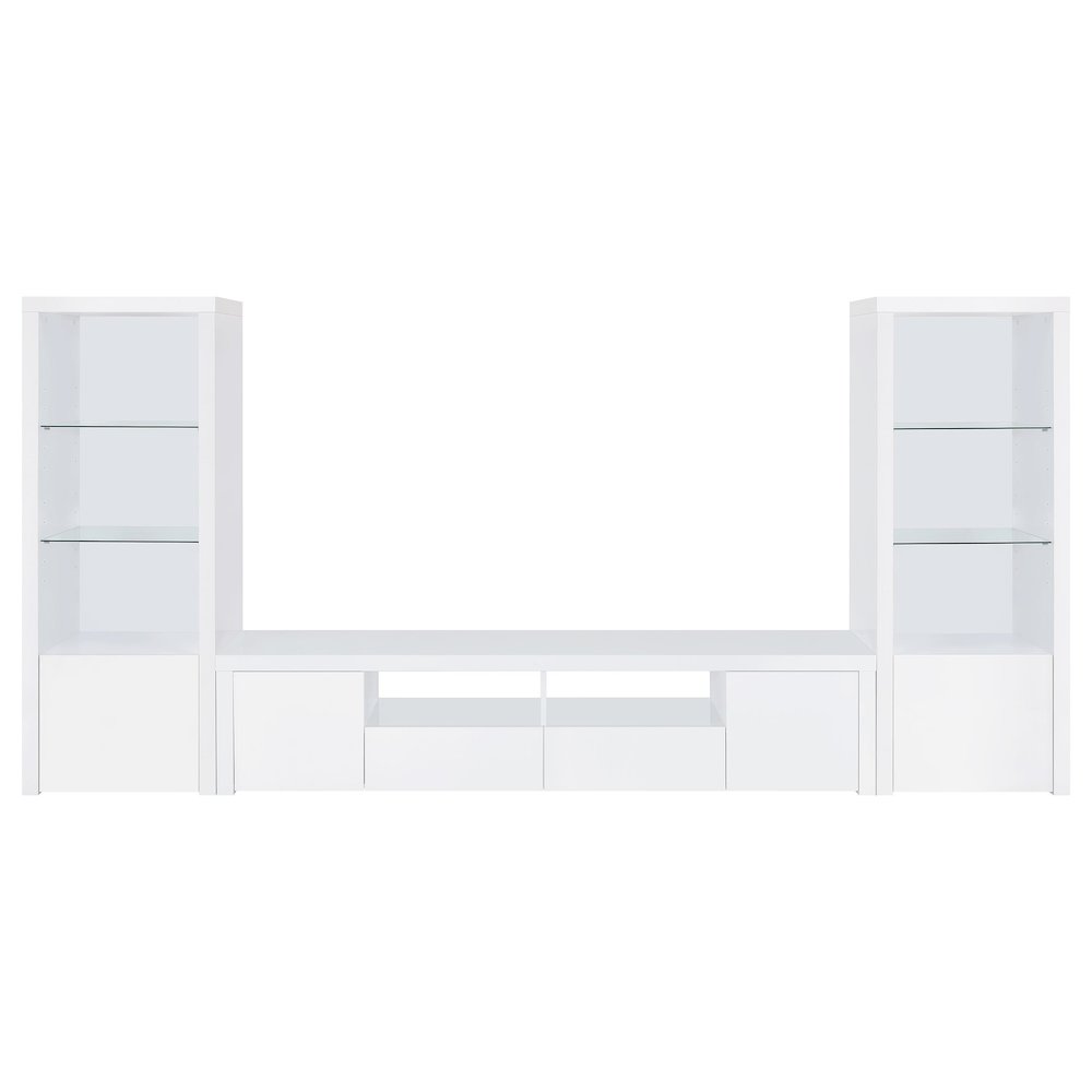 Jude 3-shelf Engineered Wood Media Tower High Gloss White. Picture 9