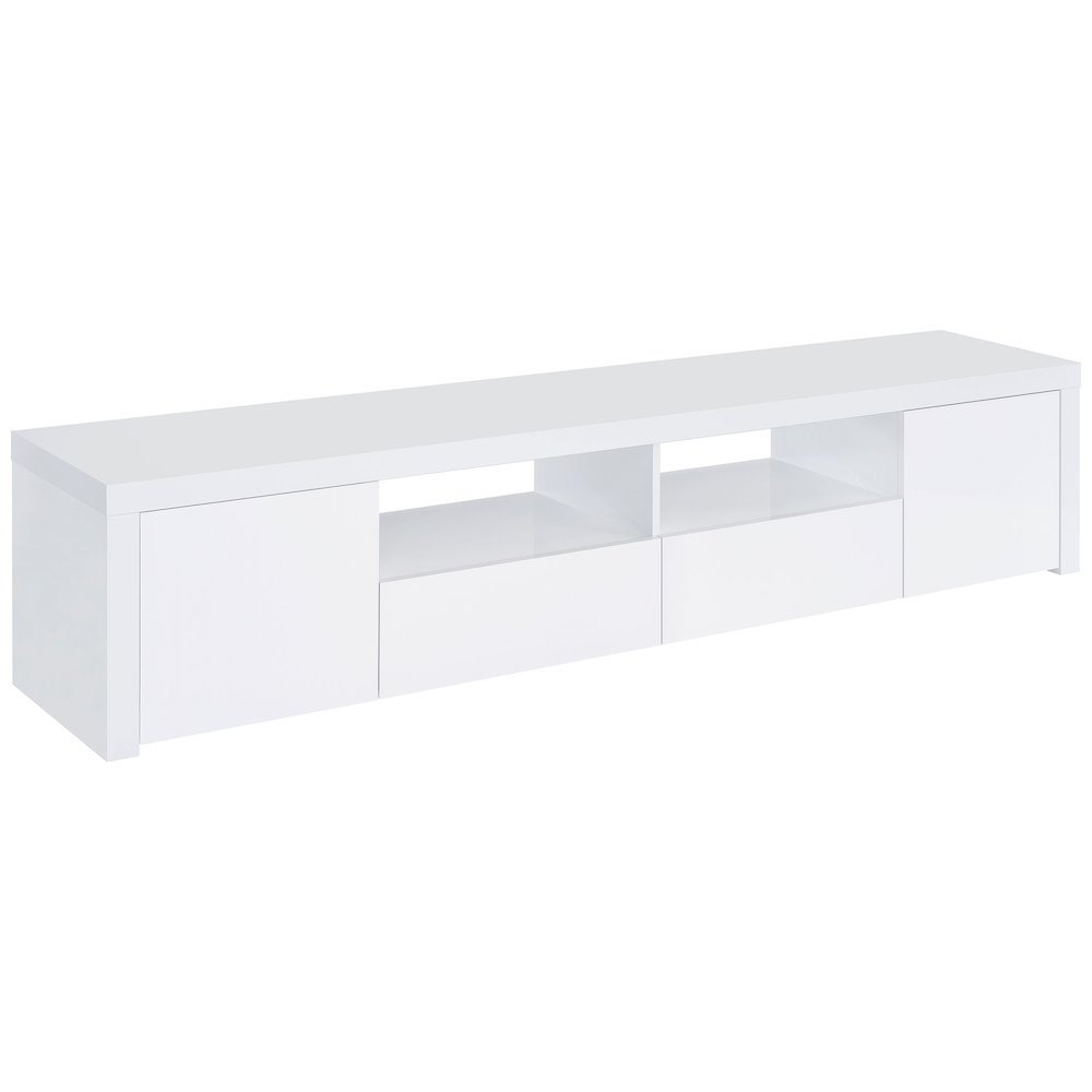 Jude 2-door Engineered Wood 79" TV Stand High Gloss White. Picture 1