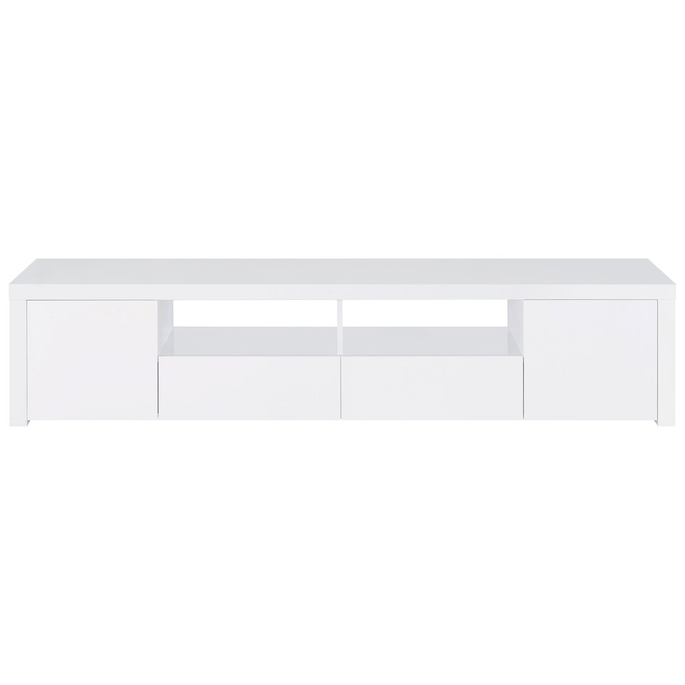 Jude 2-door Engineered Wood 79" TV Stand High Gloss White. Picture 4