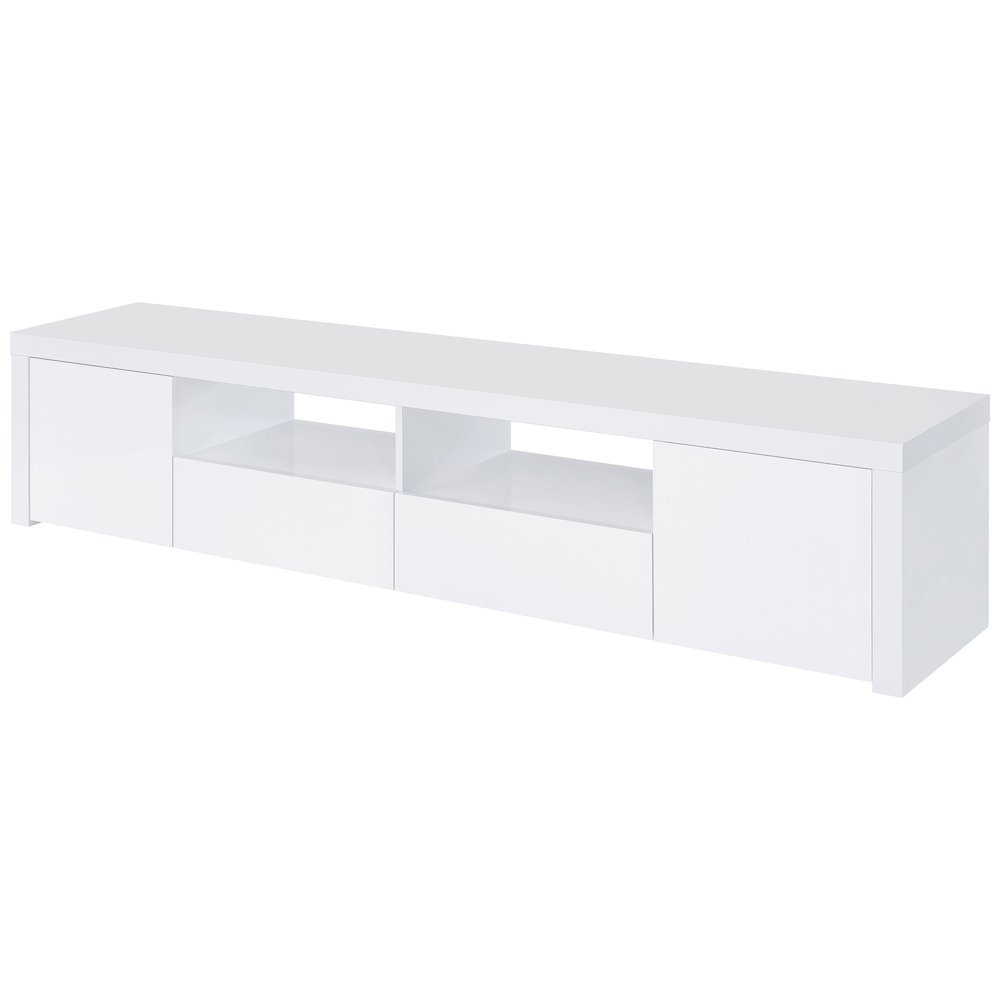 Jude 2-door Engineered Wood 79" TV Stand High Gloss White. Picture 5