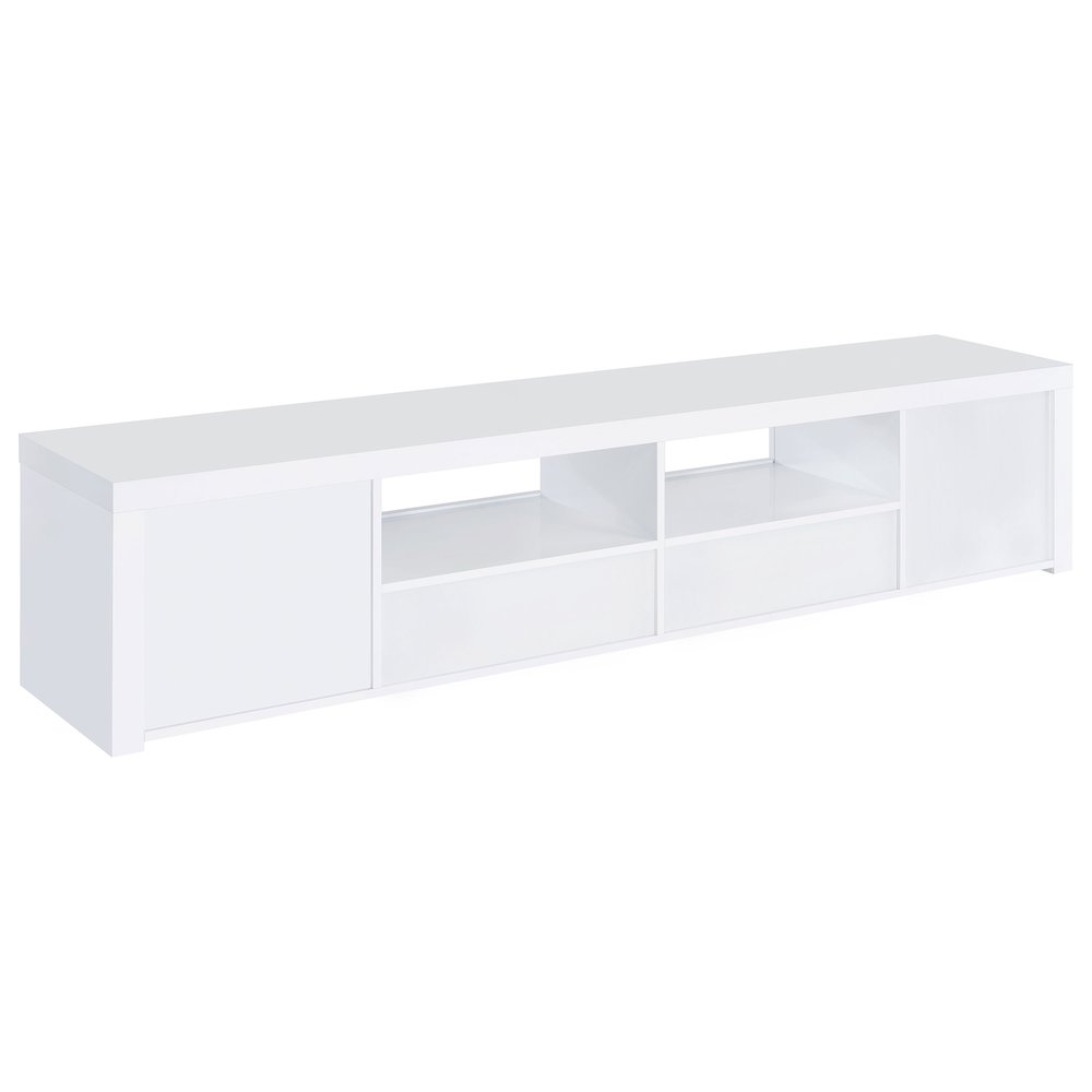 Jude 2-door Engineered Wood 79" TV Stand High Gloss White. Picture 7
