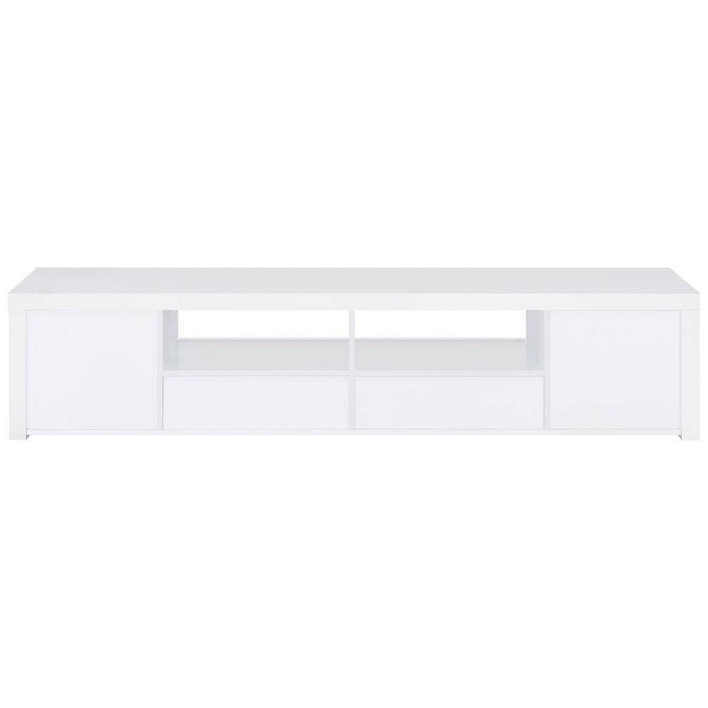 Jude 2-door Engineered Wood 79" TV Stand High Gloss White. Picture 8