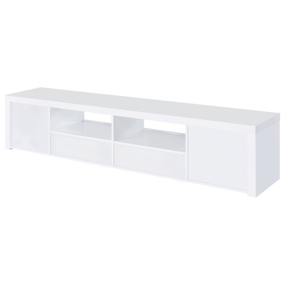 Jude 2-door Engineered Wood 79" TV Stand High Gloss White. Picture 9