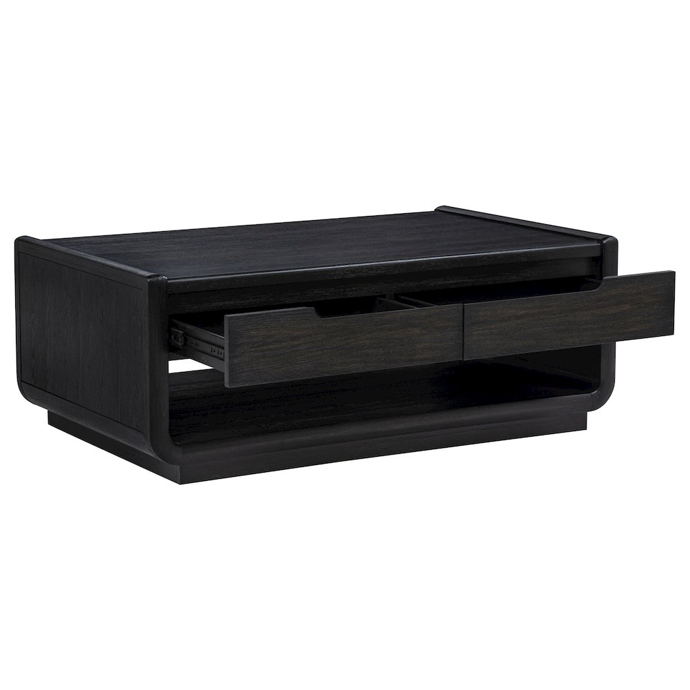 Leandro 2-piece Wood Coffee and End Table Set Burnished Black. Picture 8