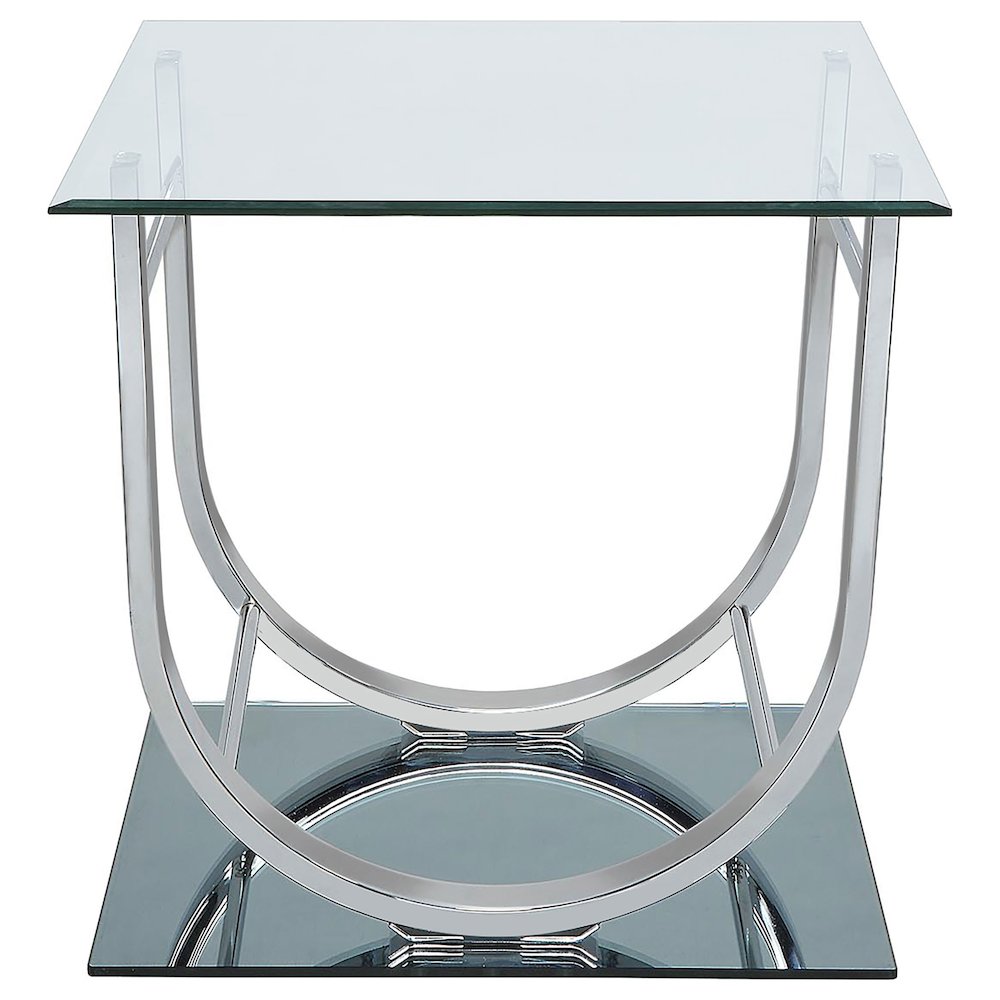 Danville Square U-Shaped Glass Top Side End Table Chrome. Picture 3