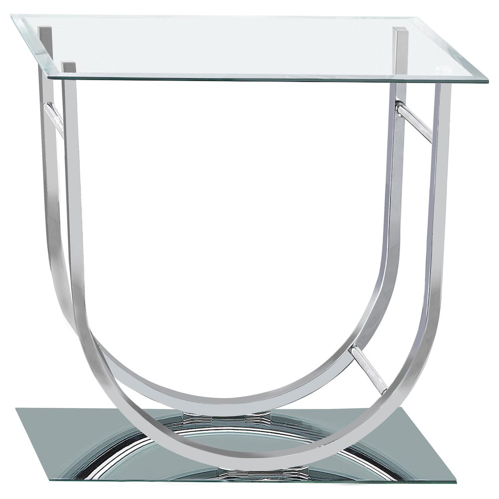 Danville Square U-Shaped Glass Top Side End Table Chrome. Picture 4