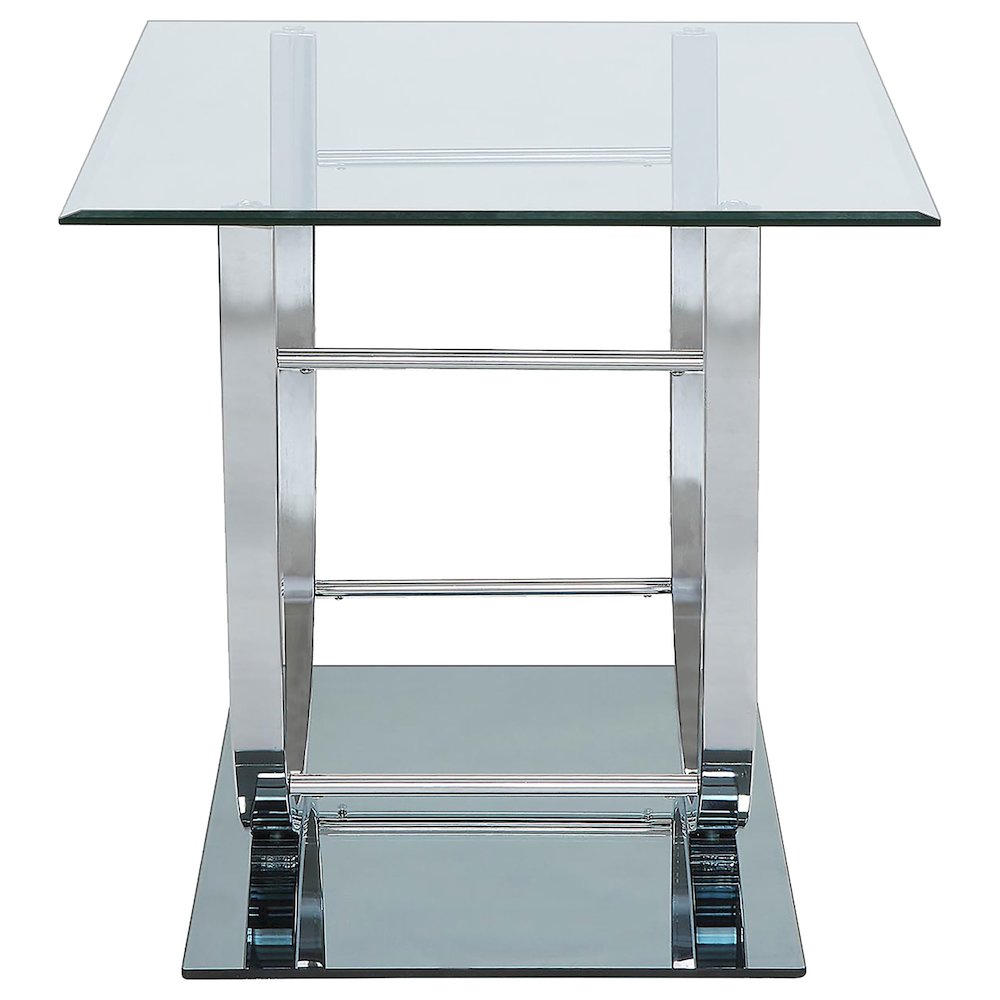 Danville Square U-Shaped Glass Top Side End Table Chrome. Picture 5