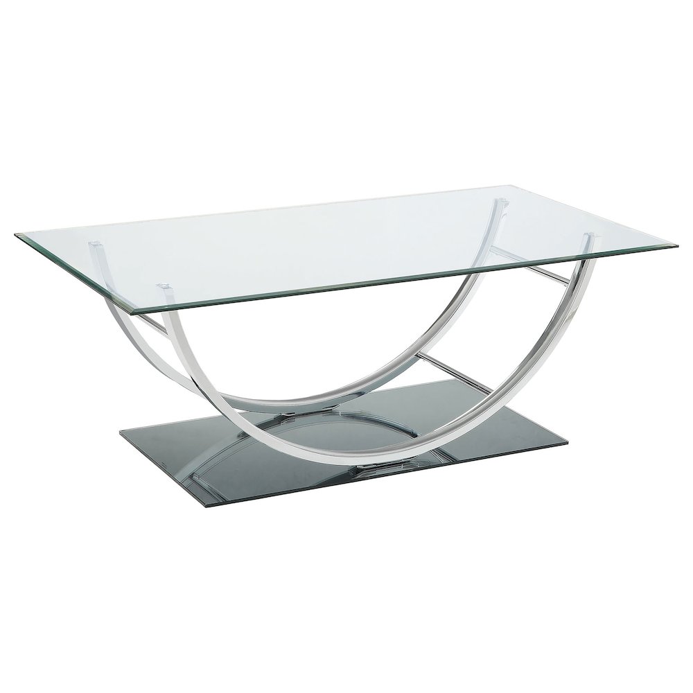 Danville Rectangular U-Shaped Glass Top Coffee Table Chrome. Picture 1