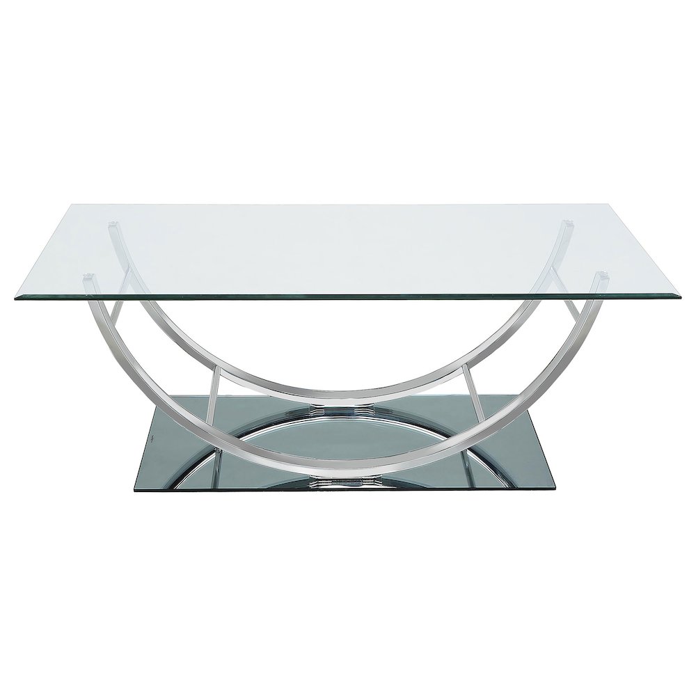 Danville Rectangular U-Shaped Glass Top Coffee Table Chrome. Picture 3