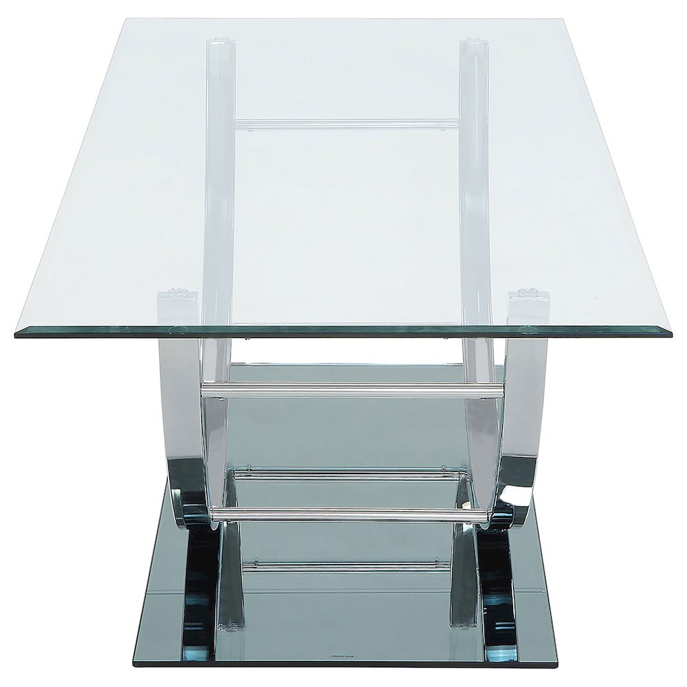 Danville Rectangular U-Shaped Glass Top Coffee Table Chrome. Picture 5
