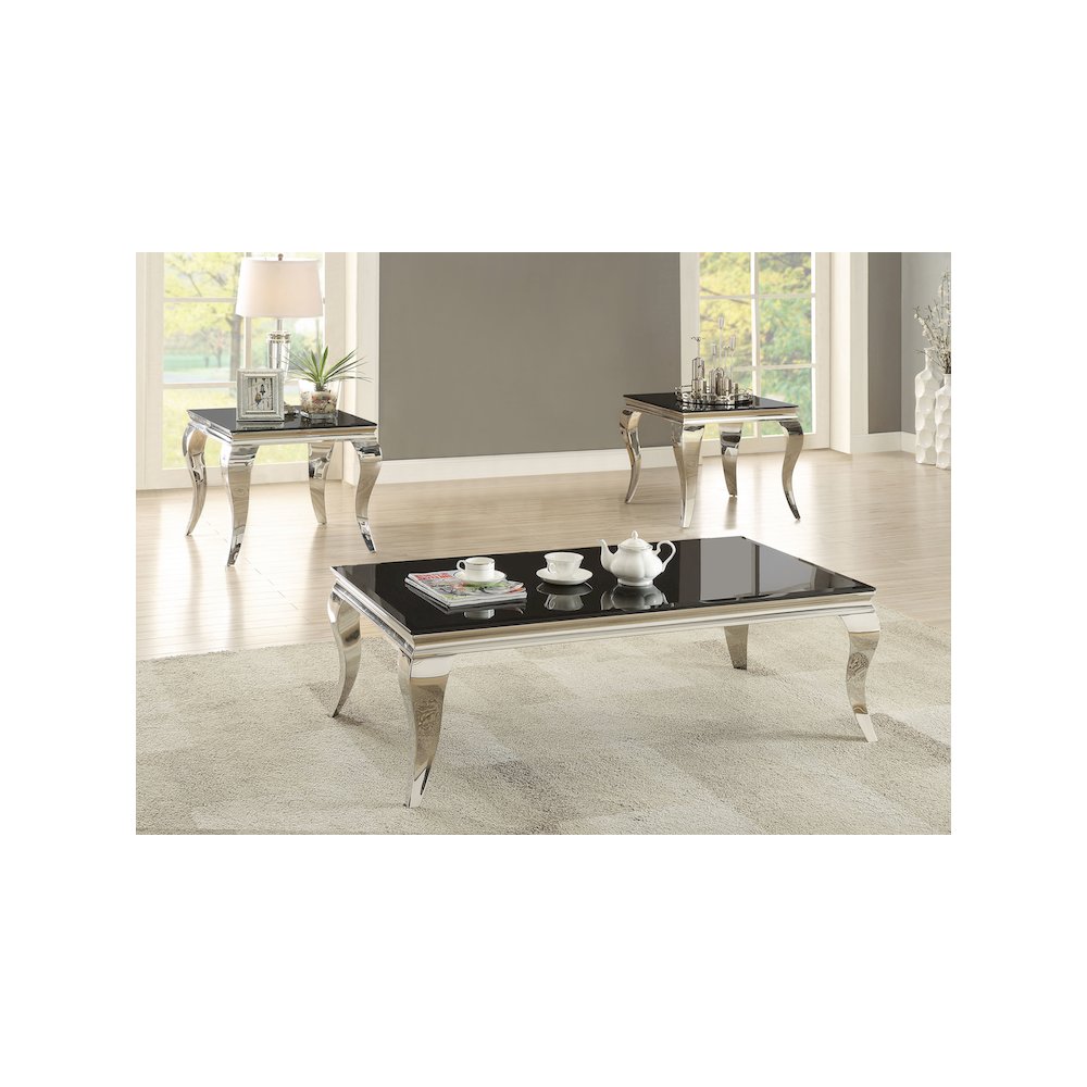 Carone Square End Table Chrome and Black. Picture 5