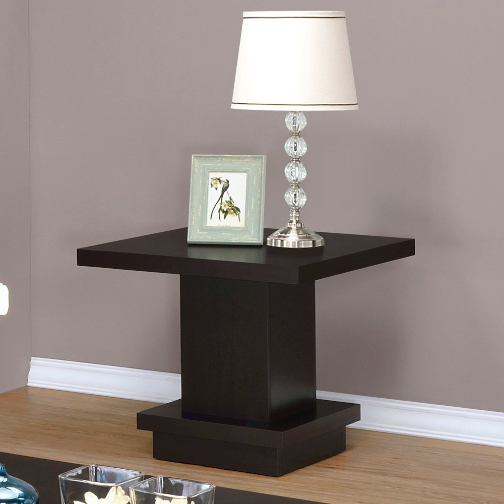 Reston Square Engineered Wood Side End Table Cappuccino. Picture 4