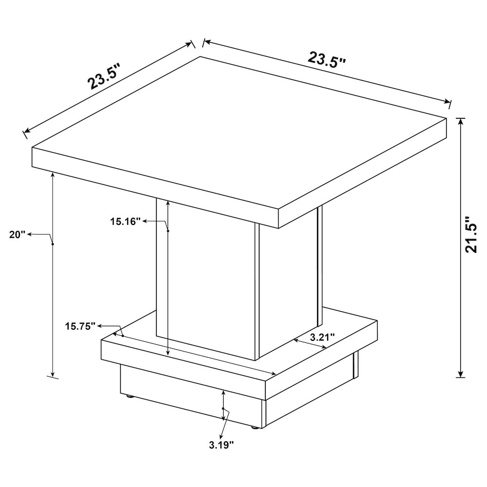 Reston Square Engineered Wood Side End Table Cappuccino. Picture 7