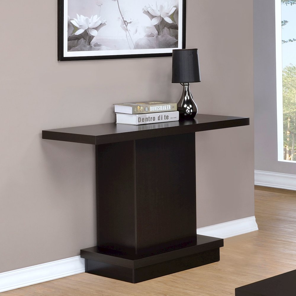 Reston Engineered Wood Pedestal Console Table Cappuccino. Picture 7