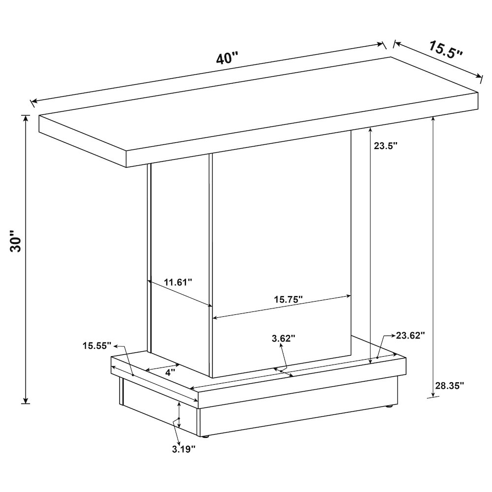 Reston Engineered Wood Pedestal Console Table Cappuccino. Picture 10
