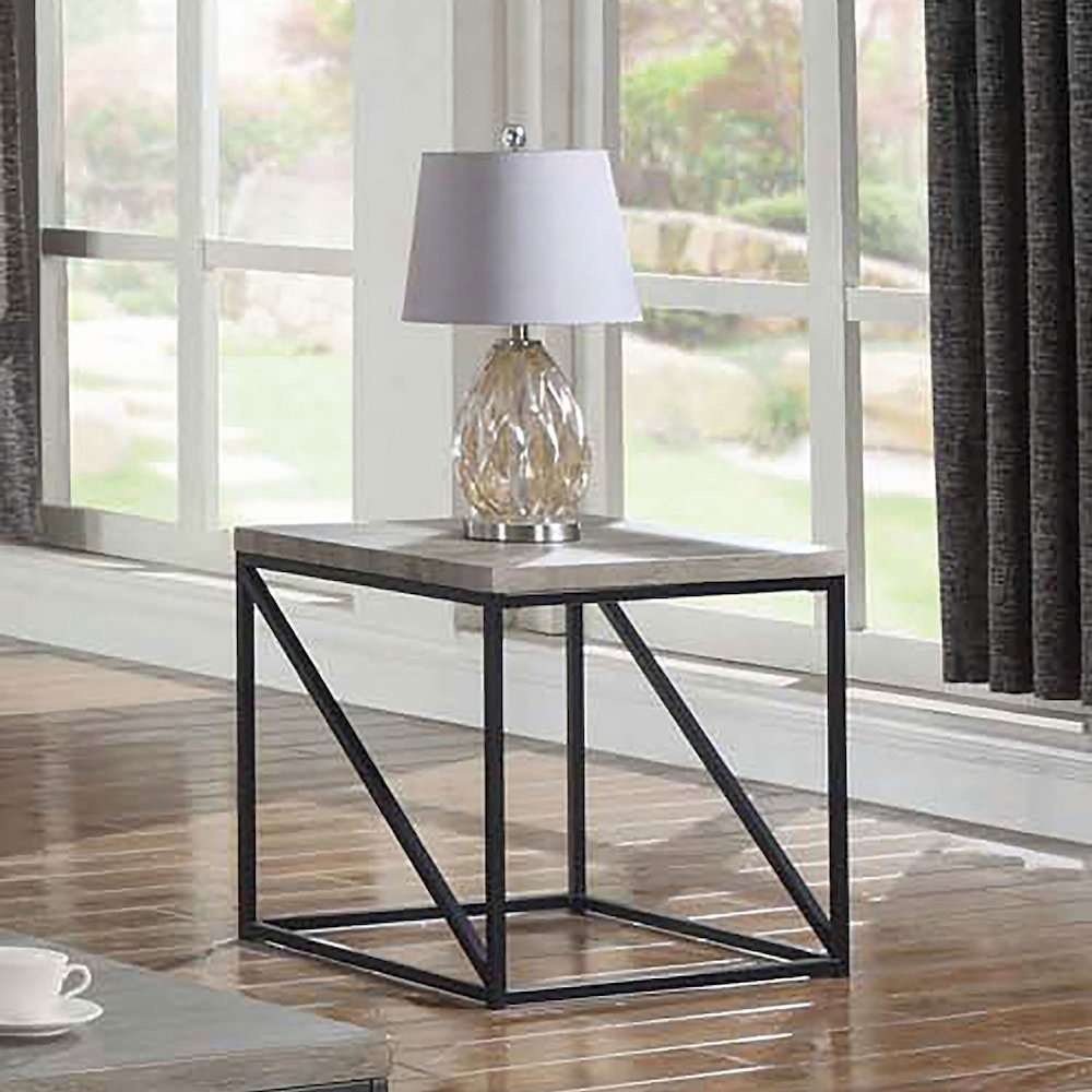 Birdie Square Engineered Wood End Table Sonoma Grey. Picture 3